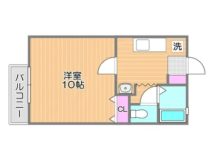 ツイン・ウッズⅡ(1K/2階)の間取り写真