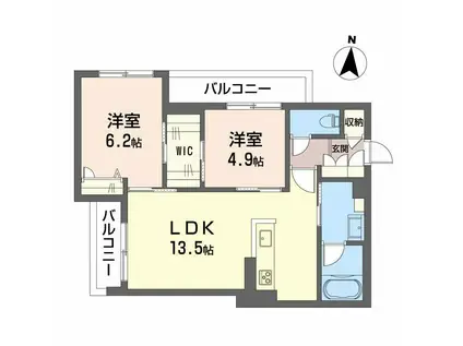 キャステルガーデン(2LDK/3階)の間取り写真