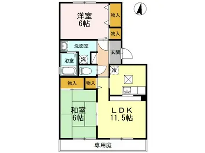 ニューハピニス B棟(2LDK/1階)の間取り写真