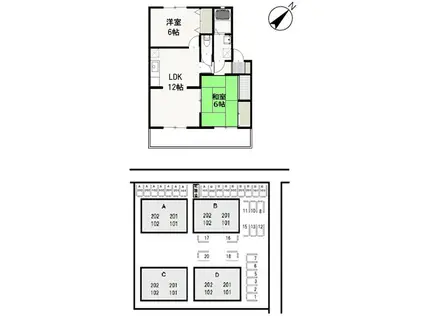 ファーム・ヴィレッジC(2LDK/1階)の間取り写真