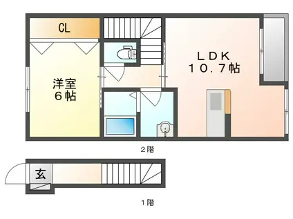 カーム八幡(1LDK/2階)の間取り写真
