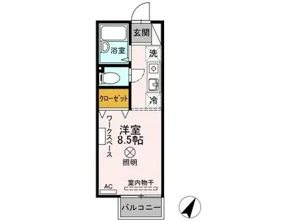 サンハイツASA(ワンルーム/2階)の間取り写真