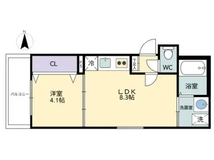 RIVER CITY 西川原(1LDK/2階)の間取り写真