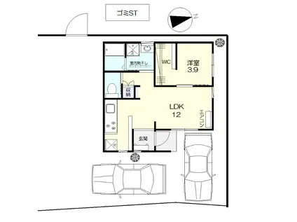 宇野線 備前西市駅 徒歩17分 1階建 築1年(1LDK)の間取り写真
