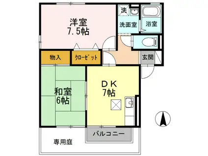 メゾン ミ・モレⅡ(2DK/1階)の間取り写真