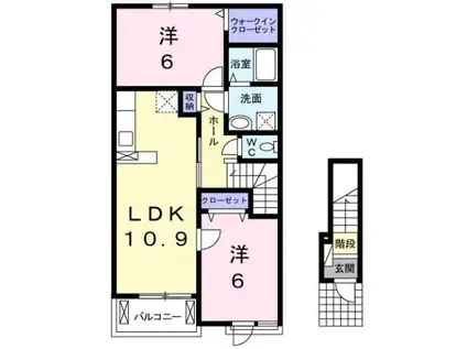 エルヴィータ・ウーノ(2LDK/2階)の間取り写真