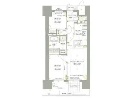 ロイヤルガーデンタワー岡山幸町(2LDK/13階)の間取り写真