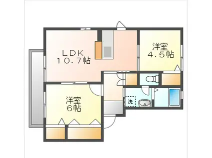 ラ・パルテール高屋壱番館(2LDK/1階)の間取り写真
