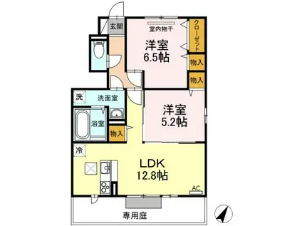 ブランシュール(2LDK/1階)の間取り写真
