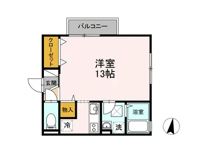 アルファームB棟(ワンルーム/1階)の間取り写真