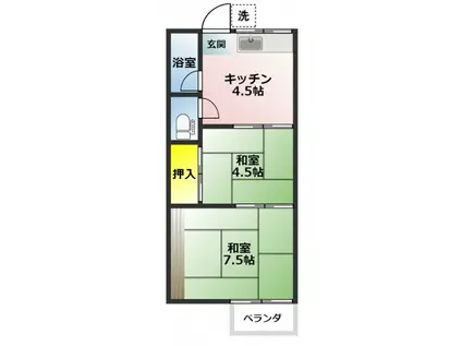 リバティーアパート(2K/1階)の間取り写真