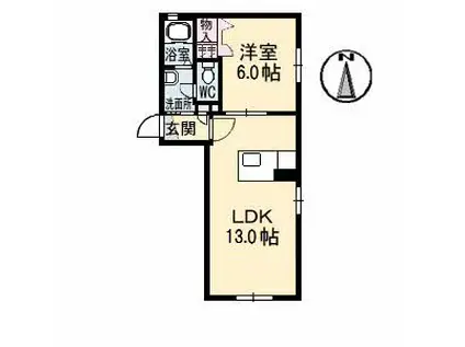 ラ・ヴィータ平井弐番館(1LDK/1階)の間取り写真