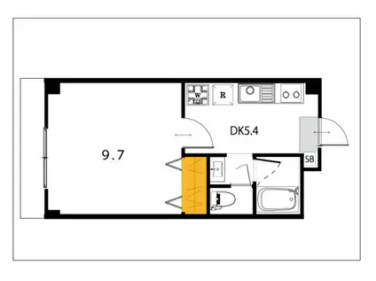 RIO西川原(1DK/2階)の間取り写真