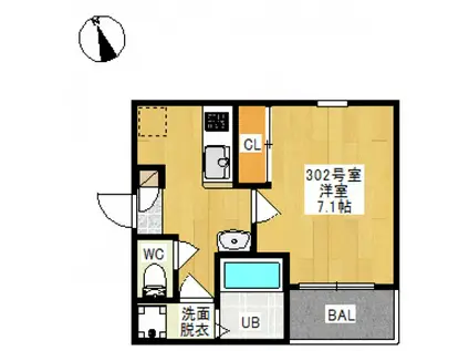 REGALEST 十日市(1K/3階)の間取り写真