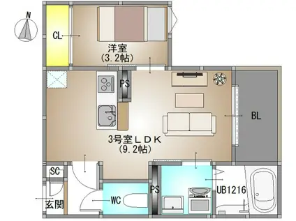 REGALEST 庭瀬Ⅱ(1LDK/1階)の間取り写真
