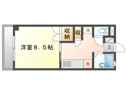 Fマンション(1K/3階)の間取り写真