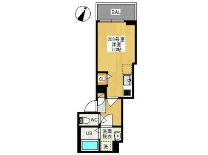 REGALEST 津島笹が瀬(ワンルーム/2階)の間取り写真