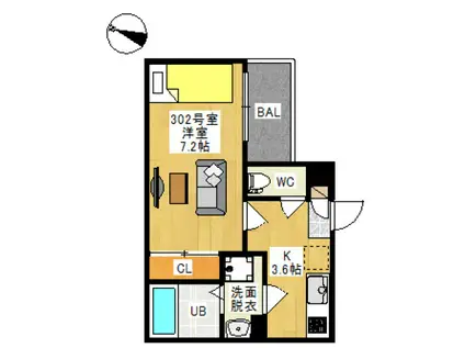 REGALEST 白石東新町(1K/3階)の間取り写真