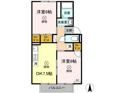 パレス宮前A(2DK/2階)の間取り写真