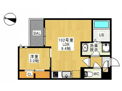 GRANDTIC リゲル A(1LDK/1階)の間取り写真