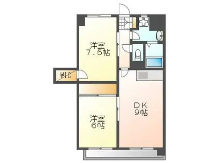 サンライズ豊成(2LDK/2階)の間取り写真