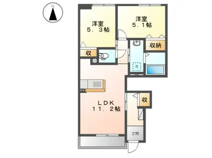 アクアグラン(2LDK/1階)の間取り写真