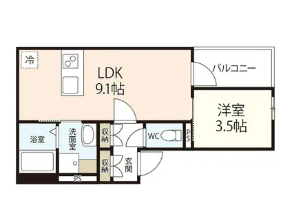 REGALE 神田町(1LDK/2階)の間取り写真