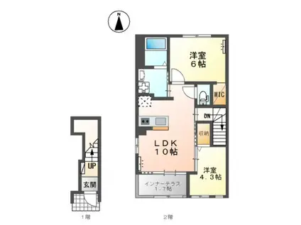 アザレア(2LDK/2階)の間取り写真