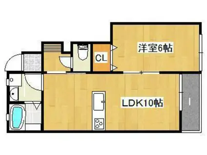 プティーシュシュ庭瀬北 北棟(1LDK/1階)の間取り写真