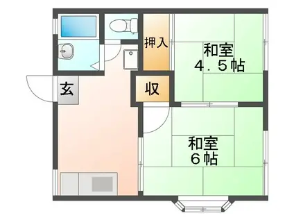 メゾン平野A(2DK/1階)の間取り写真