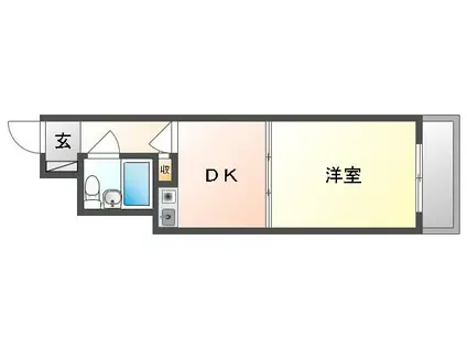 ライオンズマンション中山下(1DK/6階)の間取り写真