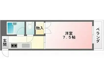 プレアール新屋敷(1K/3階)の間取り写真