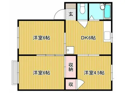 ジョイハウスサクラダ花尻(3DK/1階)の間取り写真