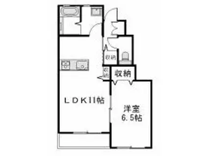 ウッディバード平野 (1LDK/1階)の間取り写真