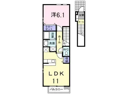 デルフィIA棟(1LDK/2階)の間取り写真