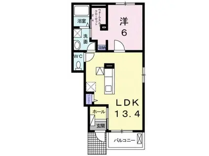 RIVER SIDEはるか A(1LDK/1階)の間取り写真