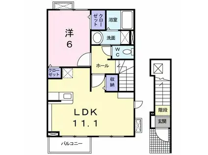 グリーン・コート幸B(1LDK/2階)の間取り写真