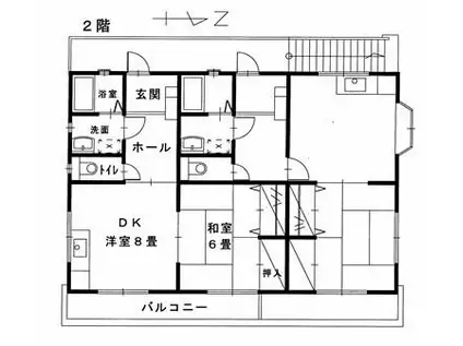 ハイム里(1DK/2階)の間取り写真