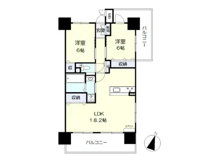 山陽本線 岡山駅 徒歩14分 9階建 築20年(2LDK/9階)の間取り写真