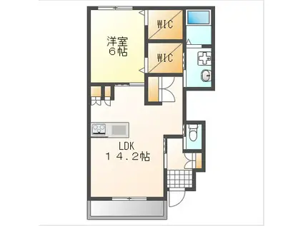 グランソレイユ浜(1LDK/1階)の間取り写真