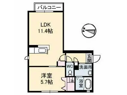 シャーメゾンフェリス壱番館(1LDK/2階)の間取り写真