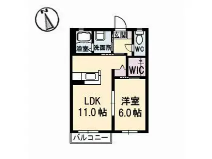 シャーメゾンひまわり(1LDK/1階)の間取り写真