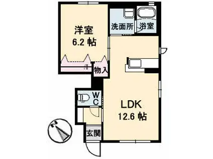 ラ・パルテール旭川 参番館(1LDK/1階)の間取り写真