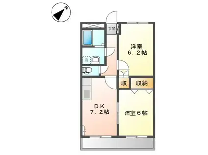 サンパティークS(2DK/2階)の間取り写真