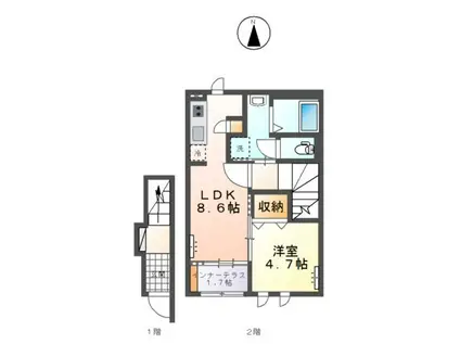 ウィステリア(1LDK/2階)の間取り写真