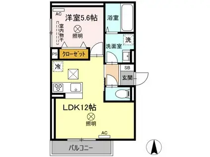 ベイ ブランシェ奥田(1LDK/1階)の間取り写真
