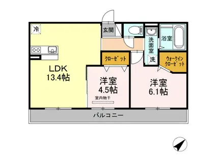 メナージュ今(2LDK/1階)の間取り写真