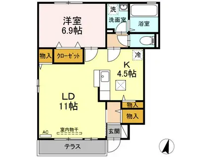 グランパ(1LDK/1階)の間取り写真