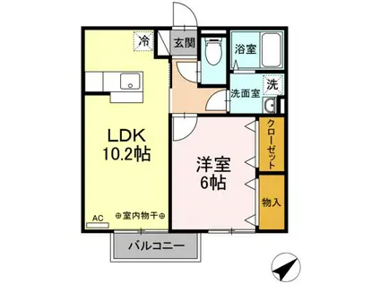 ウィルモア(1LDK/2階)の間取り写真
