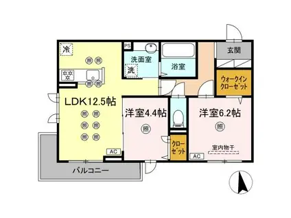 アネックスV(2LDK/3階)の間取り写真